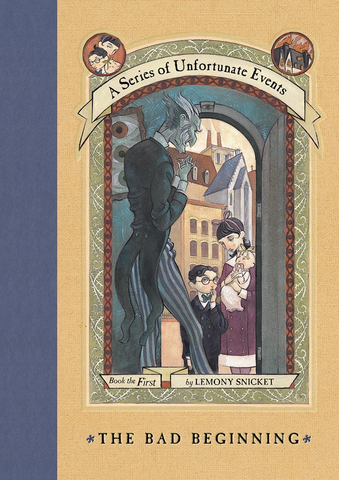 Cover image for The Bad Beginning by Lemony Snicket.